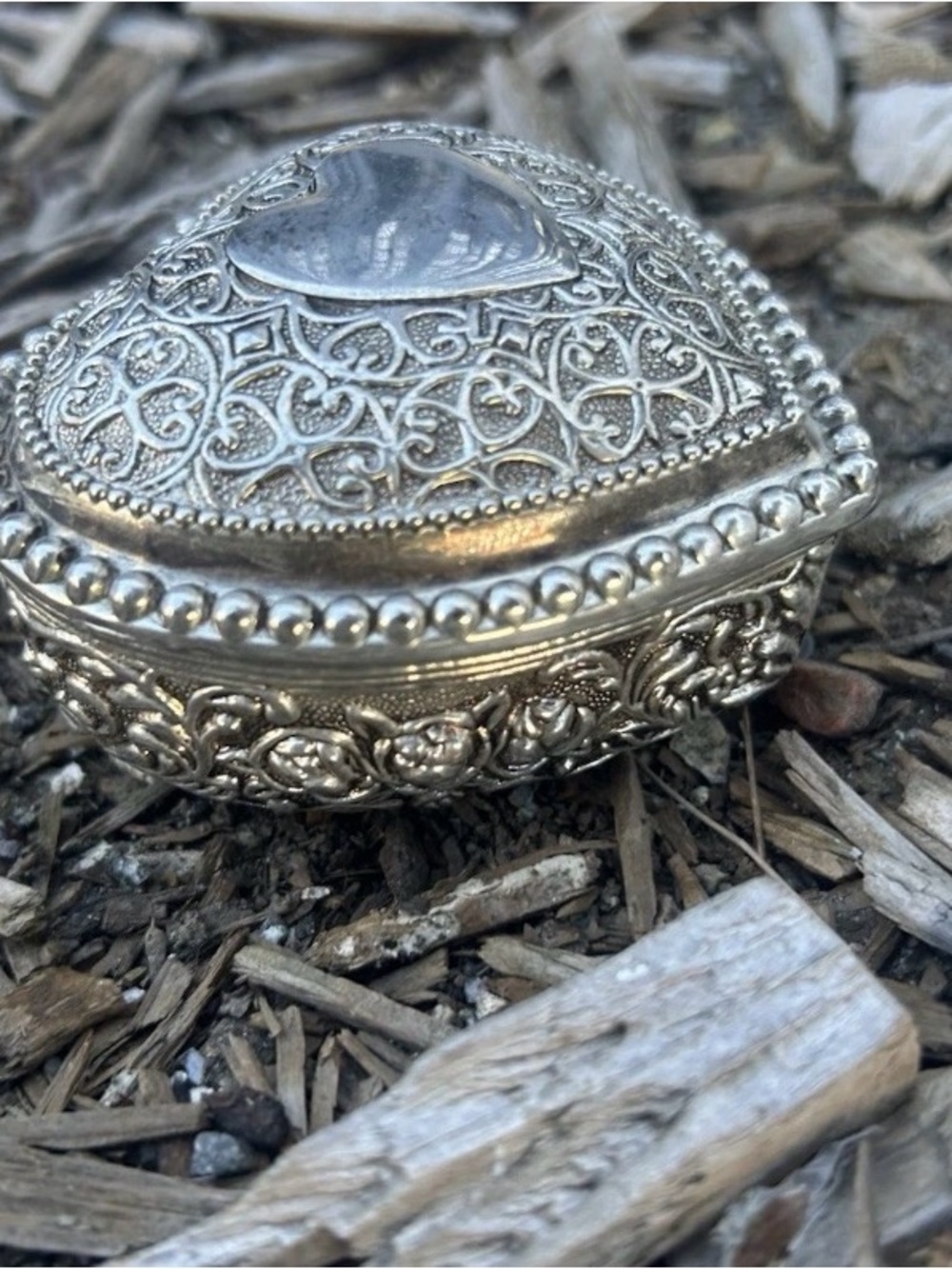 Silver Heart Filigree Trinket Box - Decorative Keepsake